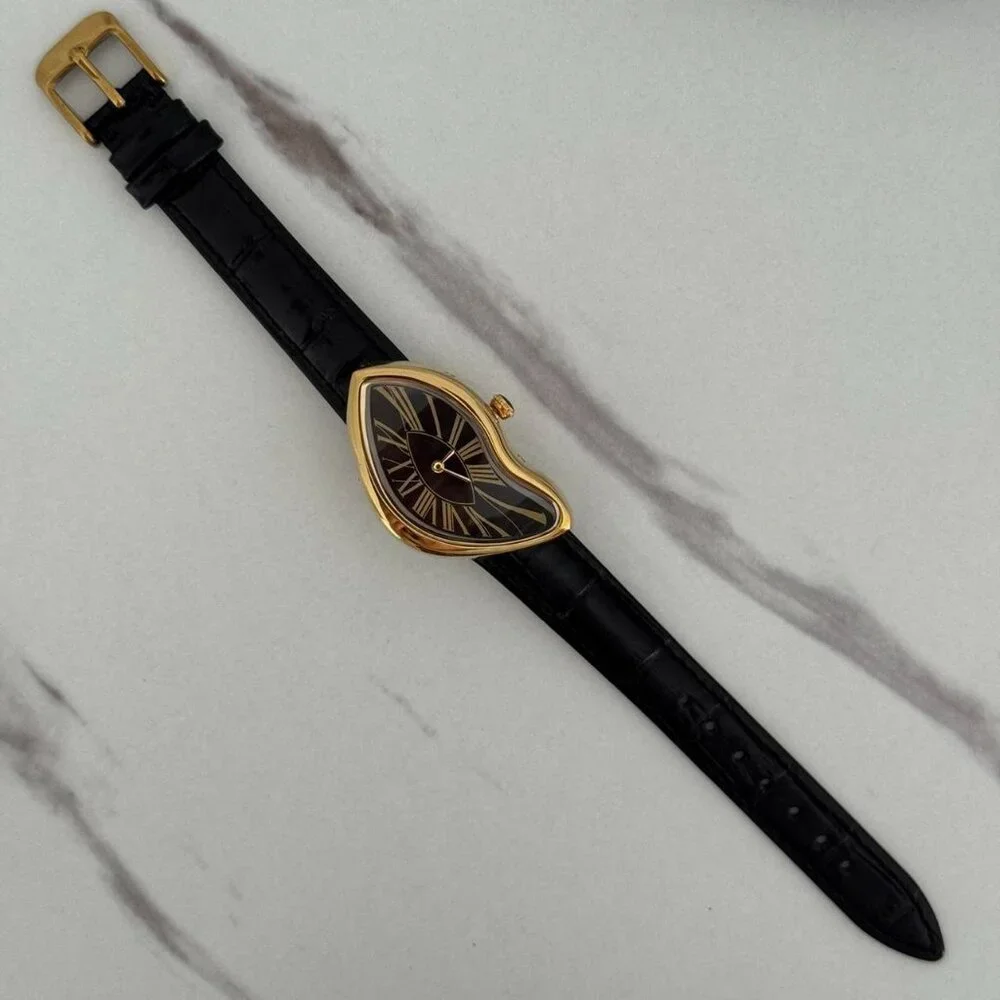 SKU0136 Retro Gold Black Women Asymmetrical Watch Bracelet + gift bag‎